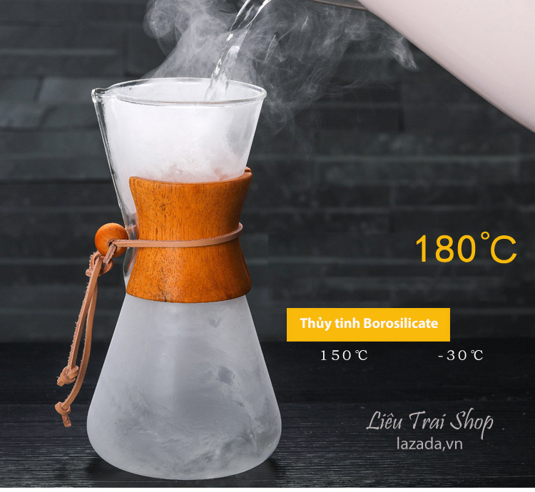 Bình chemex pha cà phê pour over drip brew v60 thủy tinh