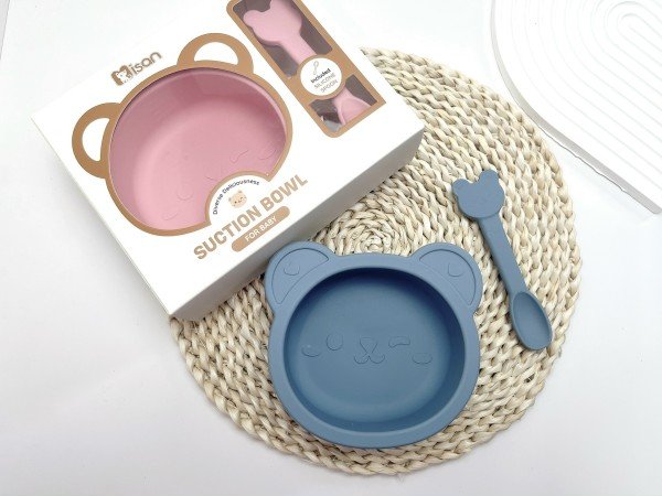 Bát Gấu ăn dặm Silion kèm thìa Misan