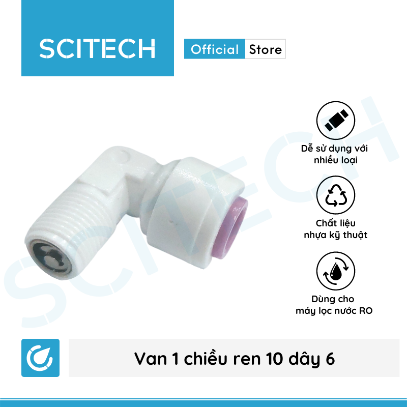 [HCM]Van 1 chiều ren 10 dây 6 máy lọc nước (Co van 1 chiều vỏ màng RO/ Van 1 chiều co 10-6) - Scitech Water