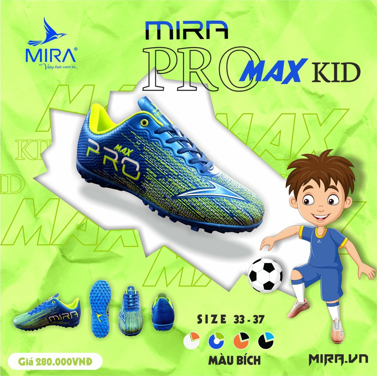 GIÀY ĐÁ BANH COMBO PRO MAX KID + VỚ + TÚI RÚT