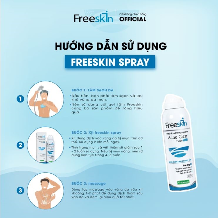 [80ML] XỊT MỤN LƯNG FREESKIN ACNE CLEAR BODY MIST