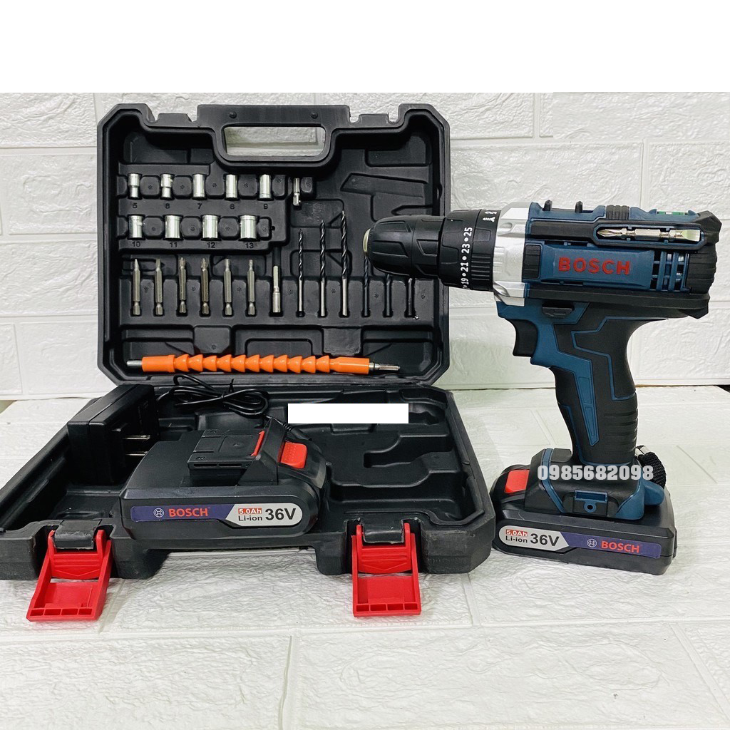 Máy khoan pin boss36v 2pin kèm phụ kiện