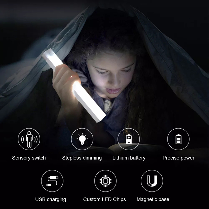 Warmtaste Wireless LED Motion Sensor Night Light USB Rechargeable Under Kitchen Cabinet Lights for Home Wardrobe Bedroom Room Warm White Decoration Lamp