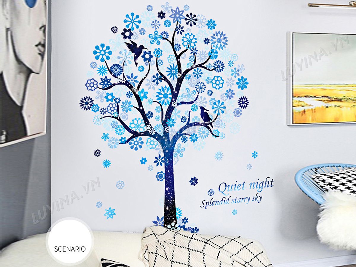 [HCM]DECAL DÁN TƯỜNG CÂY SAO TUYẾT XANH