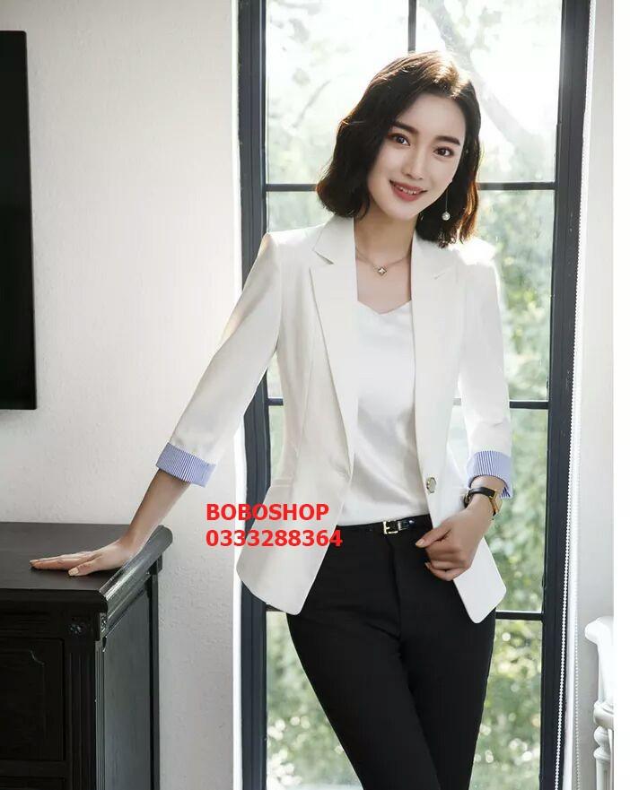 Áo vest blazer phối sọc nana