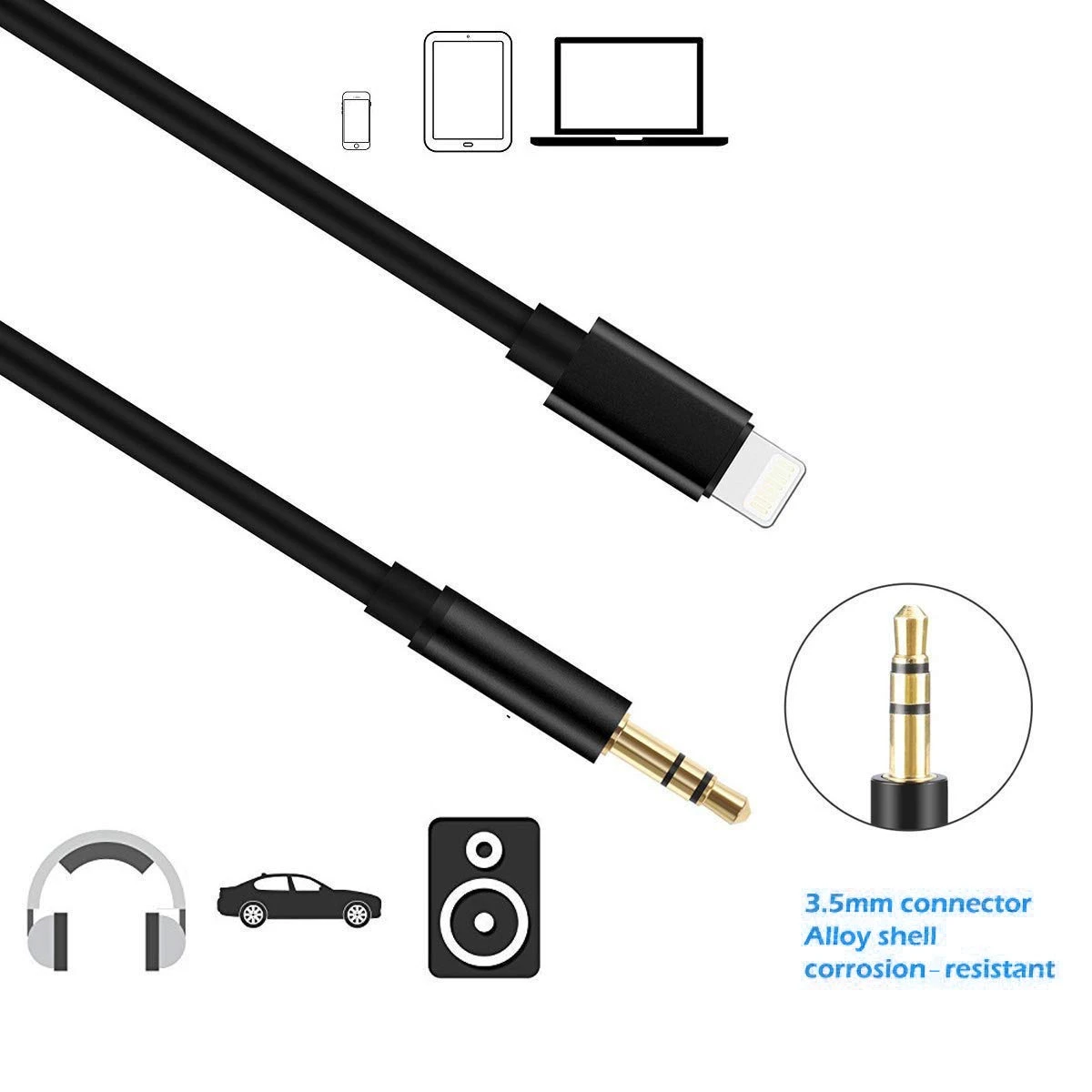 Cáp chuyển đổi cao cấp cổng Lightning sang cổng 3.5mm màu đen