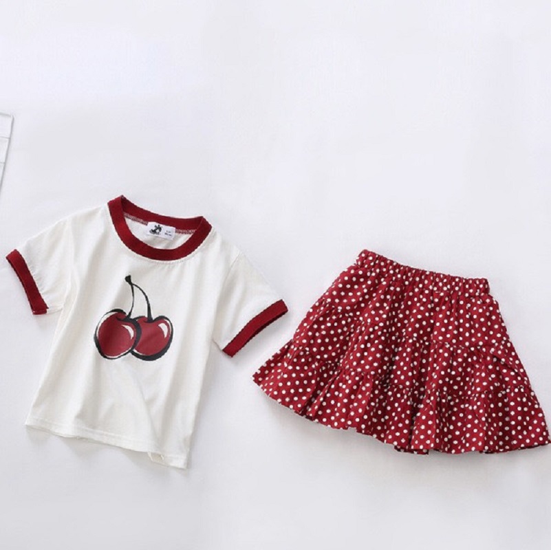 Đầm bé gái cherry chân váy chấm bi XHN523