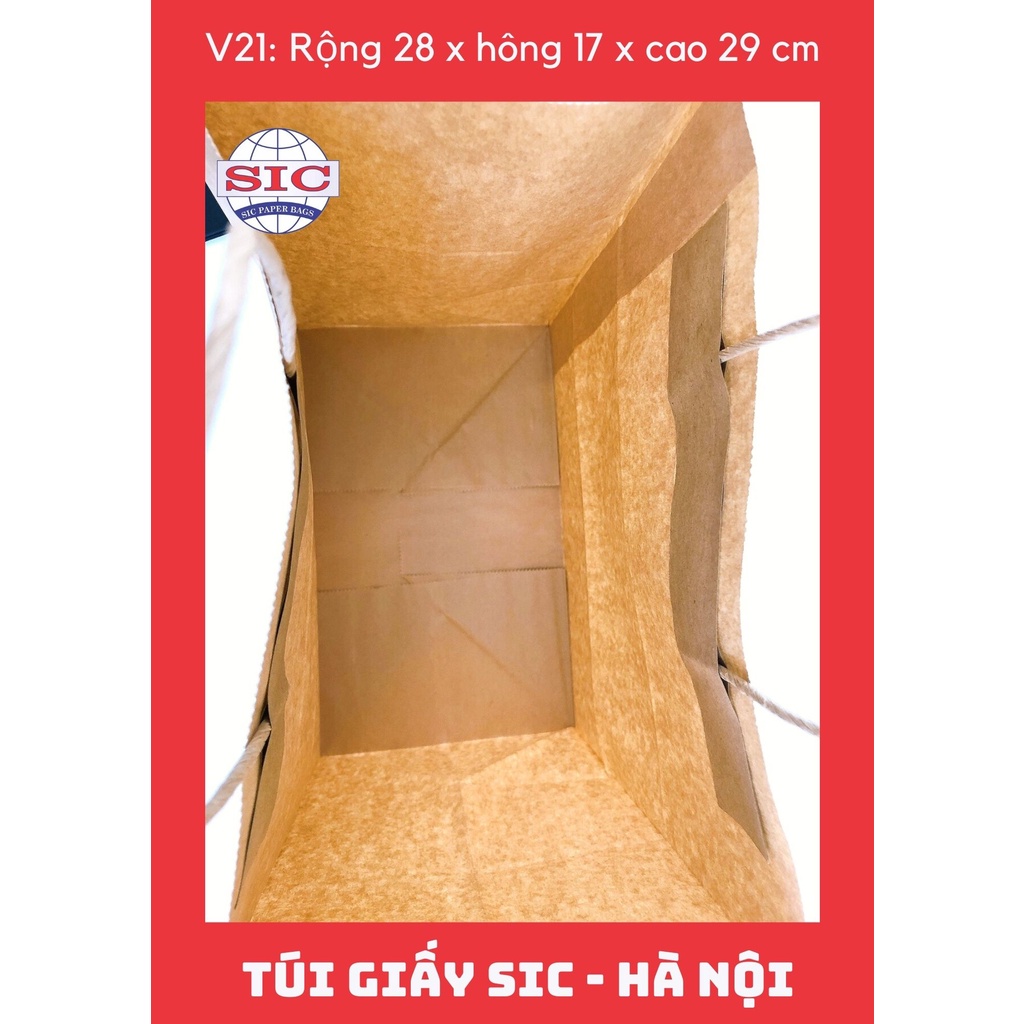 [SET 100 CHIẾC] TÚI GIẤY KRAFT V21: 28x17x29cm CÓ QUAI