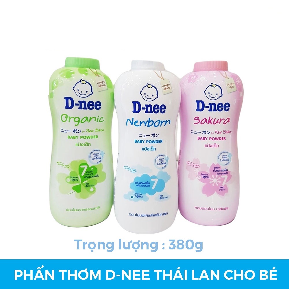 Phấn Thơm cho bé Phấn Rôm Em Bé Sơ Sinh Organic Dnee Thái Lan 350g