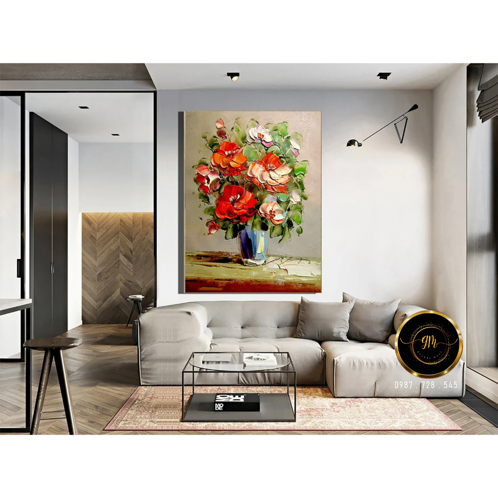 BST Tranh dọc treo tường hoa nghệ thuật. Trang trí phòng khách, phòng ngủ, spa.. - Halo decor