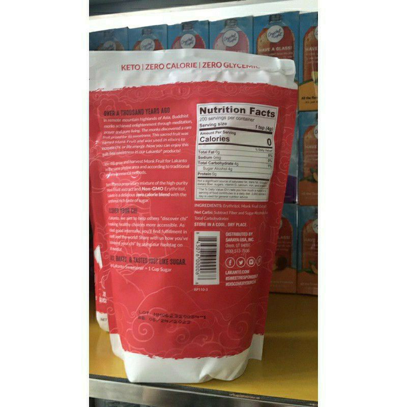 [HCM]Đường la hán quản Lakanto 800g