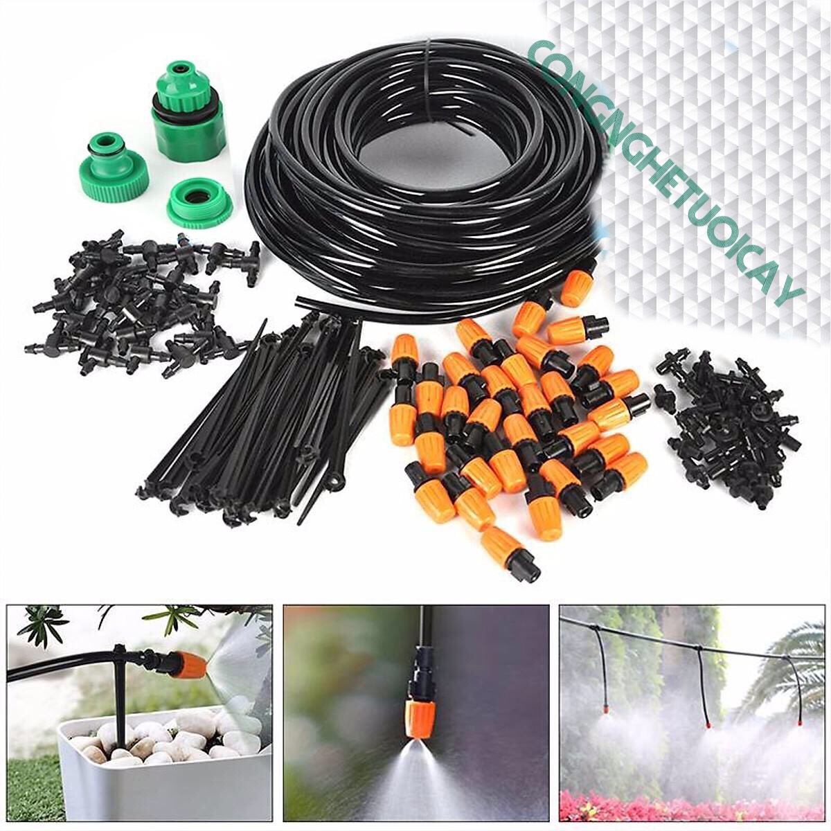 [HCM]Bộ KIT Phun Sương Tưới Cây Tự Động gồm 20 Béc Bằng Nhựa Cao Cấp Chỉnh Được Lưu Lượng kèm 25m Dây và đầy đủ phụ kiện