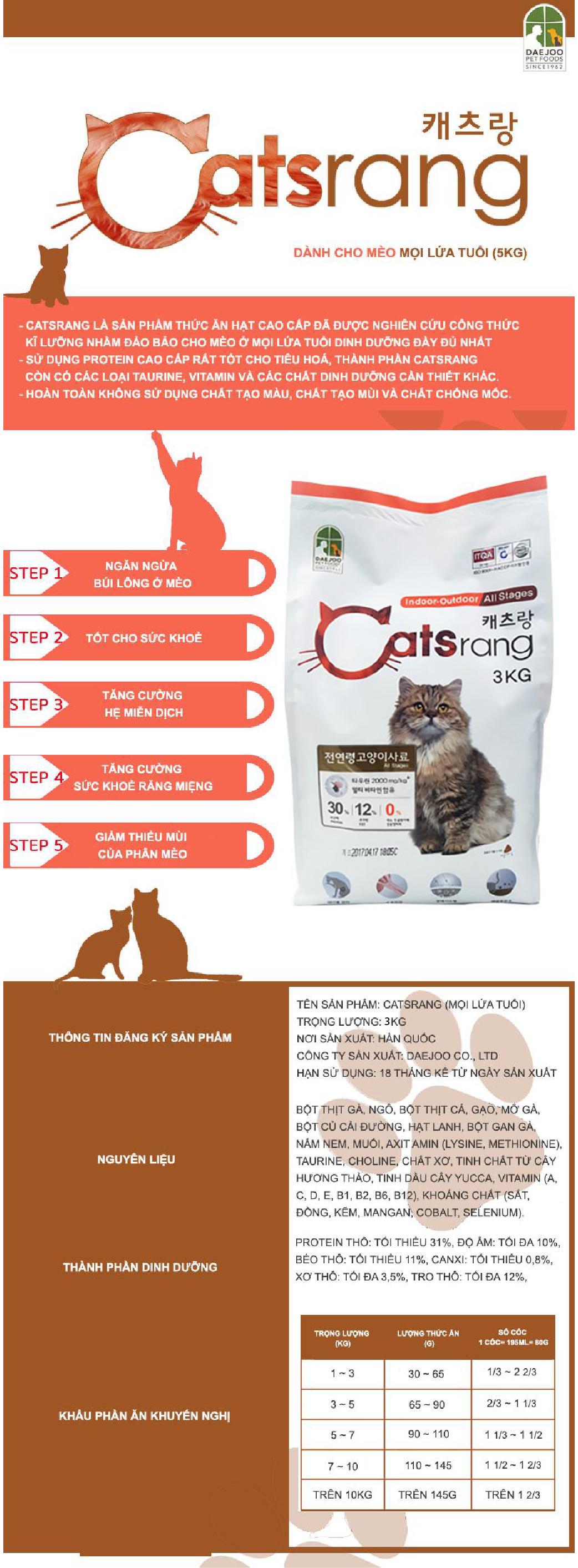 [400G] Catsrang - Thức ăn hạt khô cho mèo mọi lứa tuổi Catsrang