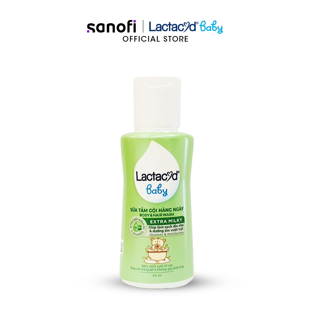 Sữa tắm gội trẻ em lactacyd baby extra milky 60ml
