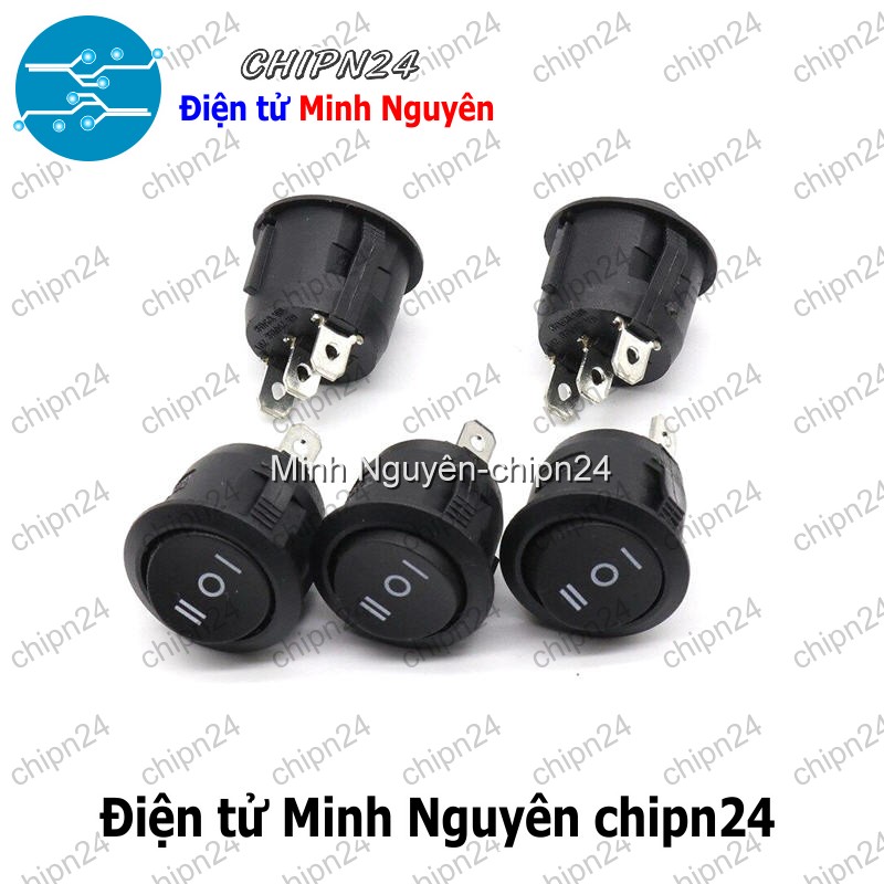 [2 cái] (F98.7) Công tắc Tròn 20MM Đen 3 Chân 3 Vị Trí (6A 250VAC) (CTTD3C) - HH005624