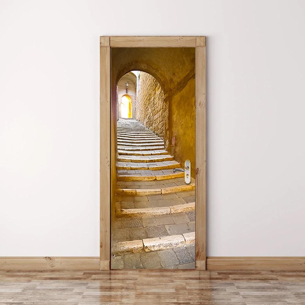 Tranh 3D dán cửa phòng cao cấp - Tranh dán cửa 3D Stone Step