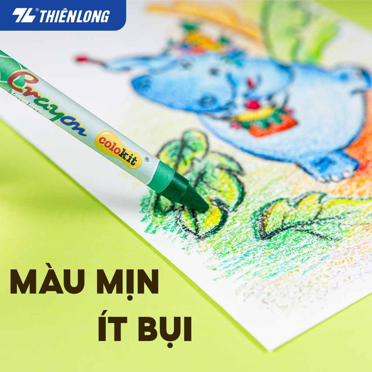 Bút sáp màu Thiên Long Colokit 16 màu mịn, ít bụi, đều màu an toàn cho bé tô màu, vẽ tranh CR-C08