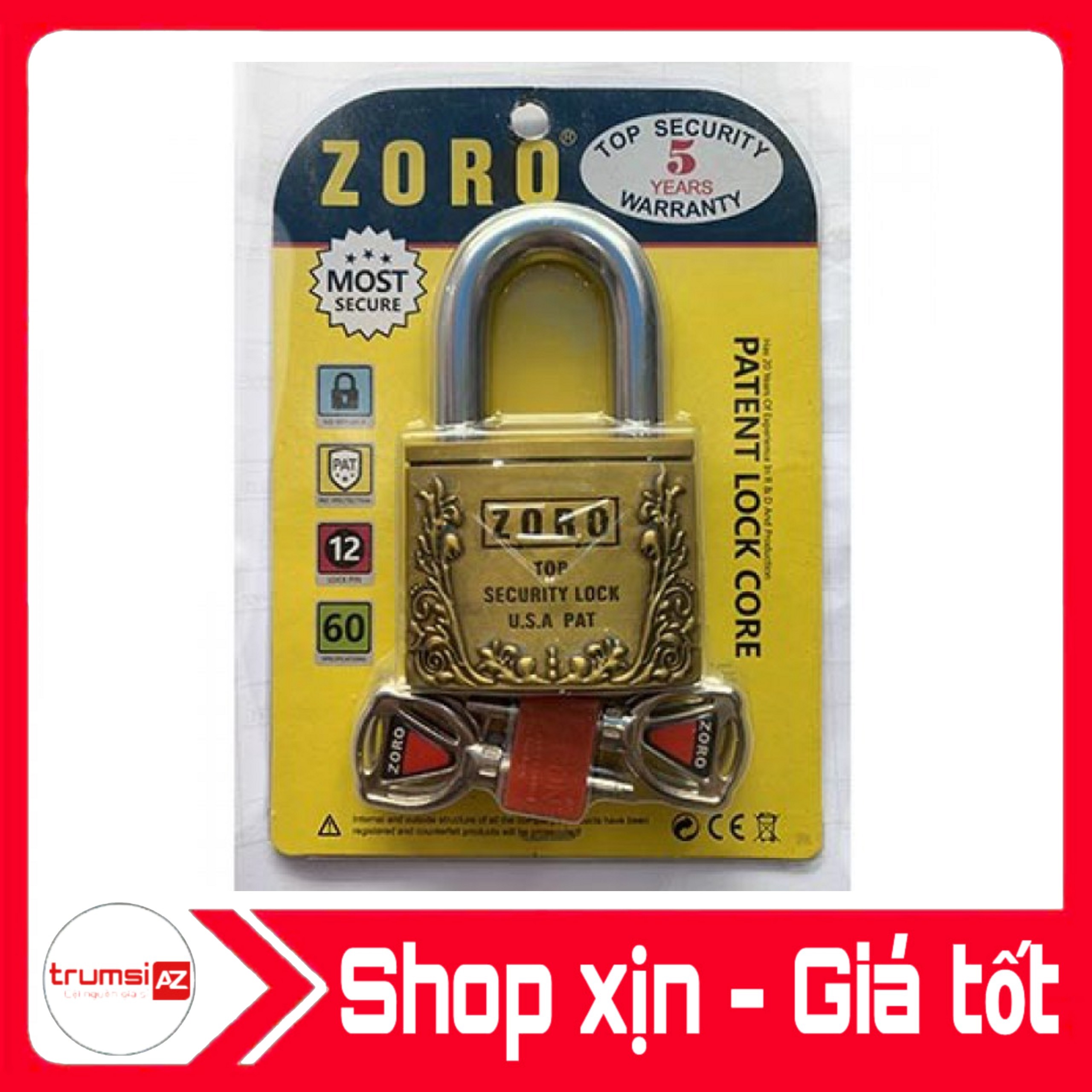 Ổ khóa Zoro BÔNG LÚA 5 phân THƯỜNG - 6 phân CHỐNG CẮT