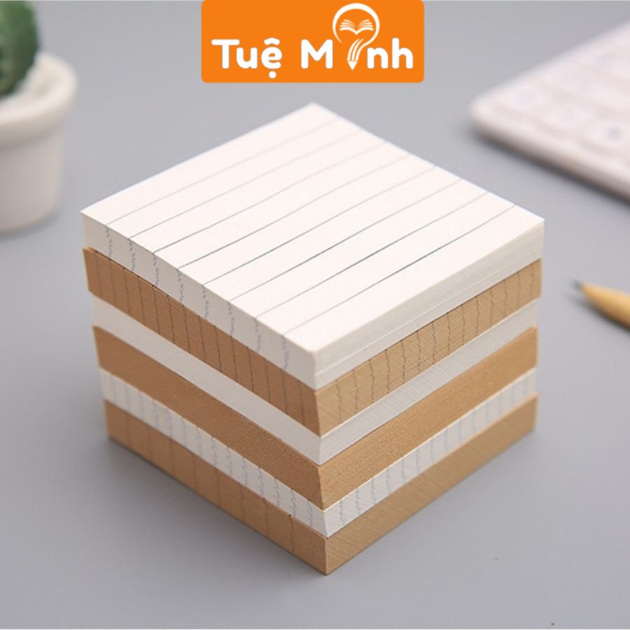 Tập 80 tờ giấy note vuông basic NO33, Note ghi chú đơn giản kẻ ngang, caro