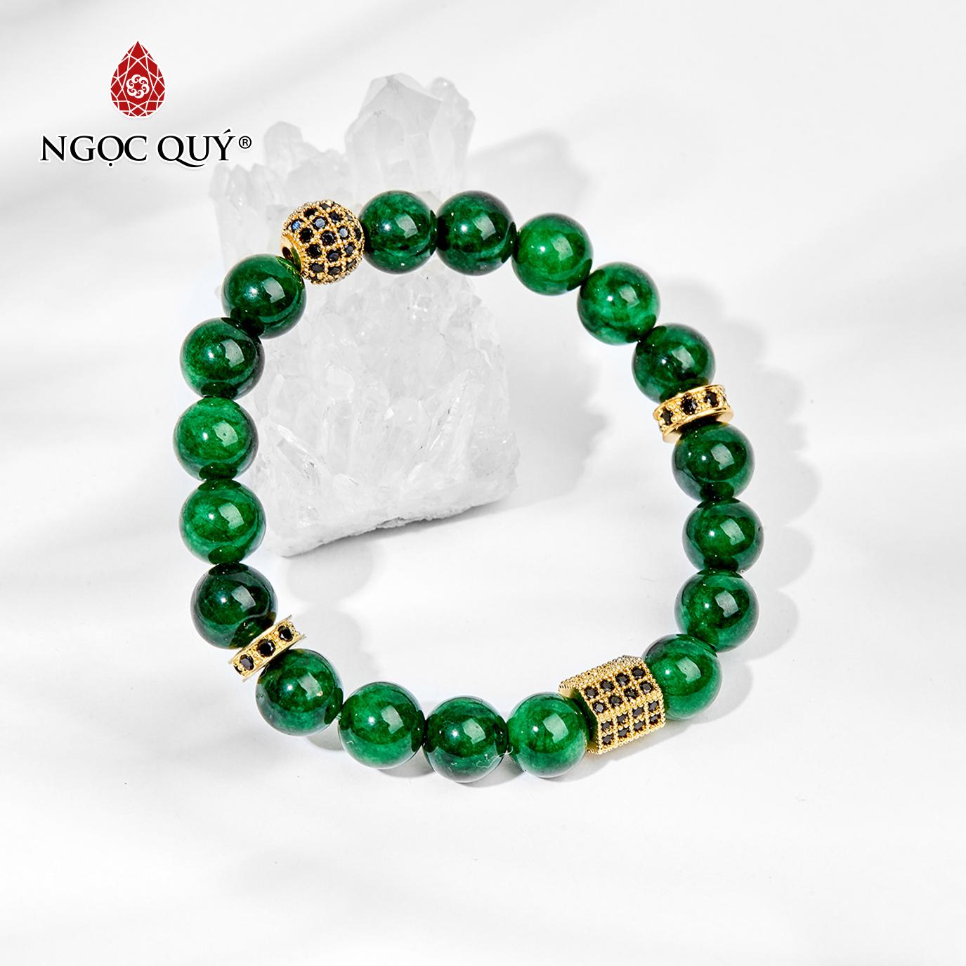 [HCM]Vòng Tay Đá Cẩm Thạch Sơn Thủy Phối Charm Đính Đá Mệnh Mộc Hoả 8mm (màu xanh) - Ngọc Quý Gemstones