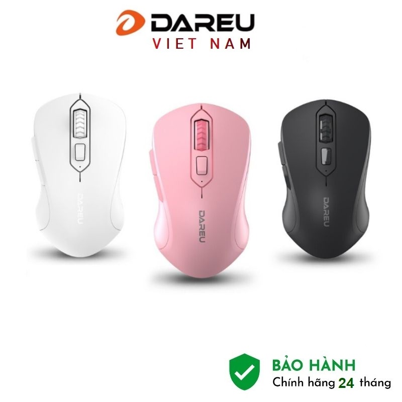 Chuột không dây dareu lm115g black, pink, white - hàng