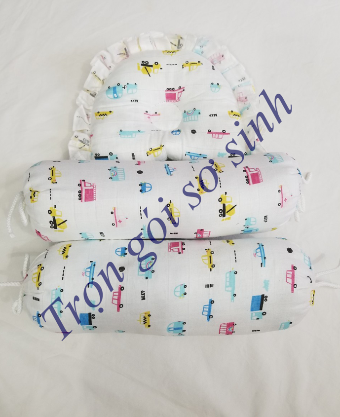 Bộ gối ôm, chặn dành cho bé SỢI TRE (bộ gồm 2 ôm + 1 cái nằm)