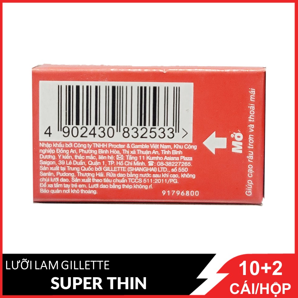 [HCM ship 2h] Combo 5 Lưỡi Lam Gillette Super Thin Saloon Pack Hộp 10 + 2 Cái