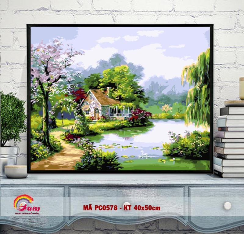 Tranh tự tô màu sơn dầu số hóa DIY Phong Cảnh - Mã PC0578 Trang trí Phòng khách Làm quà tặng Giảm Stress Đem lại may mắn