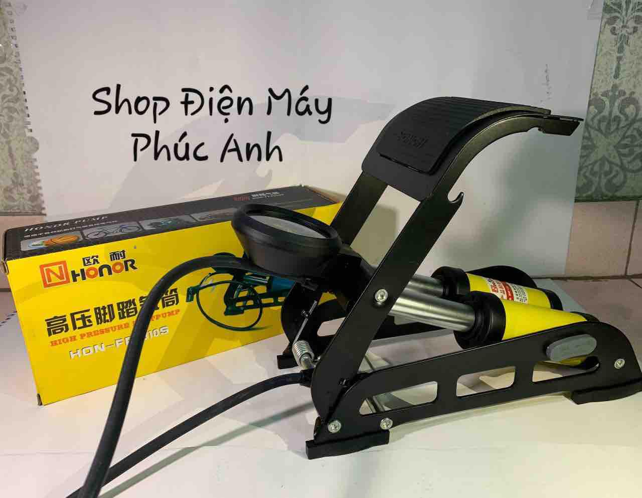 Bơm Đạp chân 2 ống mini bơm ô tô xe máy HONOR ( công ty)
