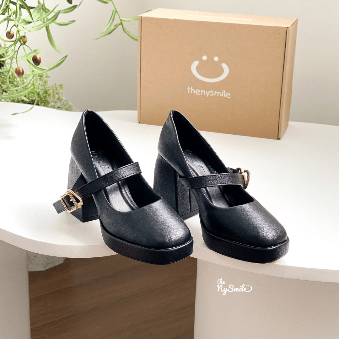 Giày cao gót nữ 5p gót vuông bít mũi - thenysmile - layco