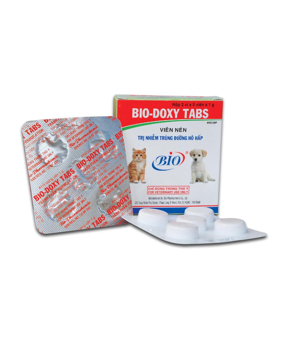 Thuốc trị nhiễm trùng đường hô hấp cho chó mèo - Bio Doxy Tabs (Hộp 10 viên)
