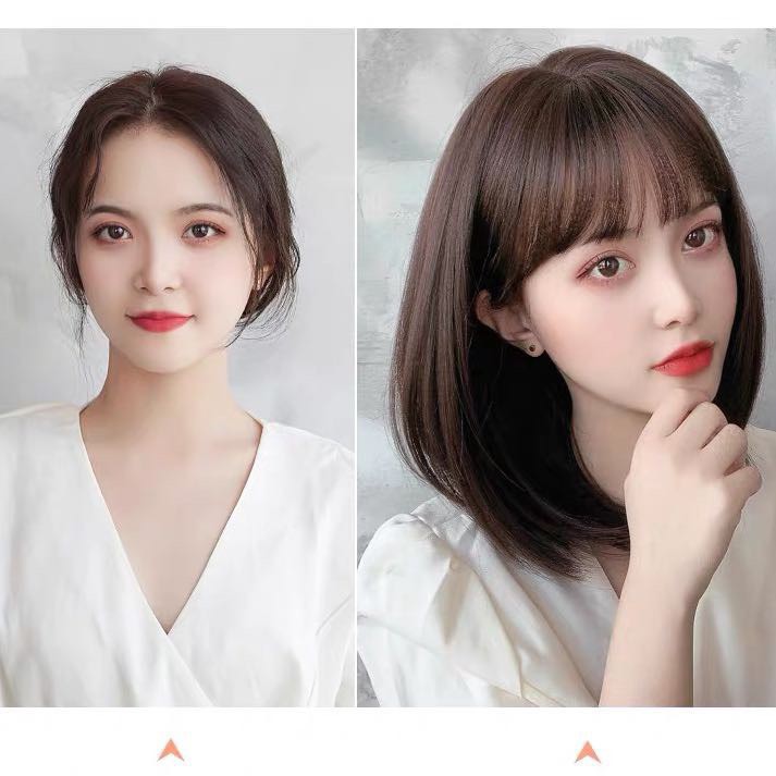 Tóc giả nguyên đầu layer, tặng kèm lưới trùm tóc, mã 2046