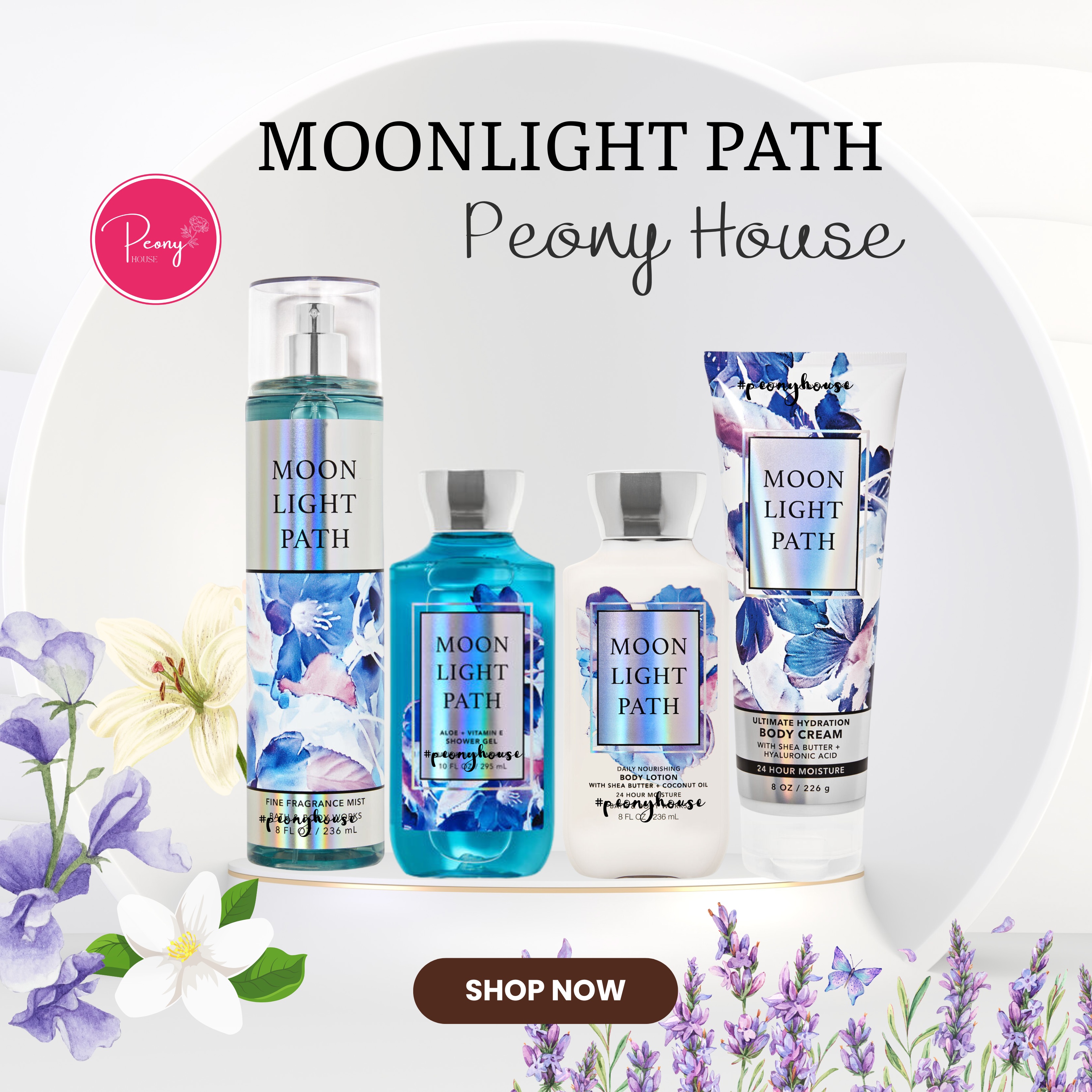 Bath & Body Works Moonlight Path Fragrance Spray – Light, Elegant Powder Scent, Gentle Fragrance, Not Overpowering, Suitable for School and Work.