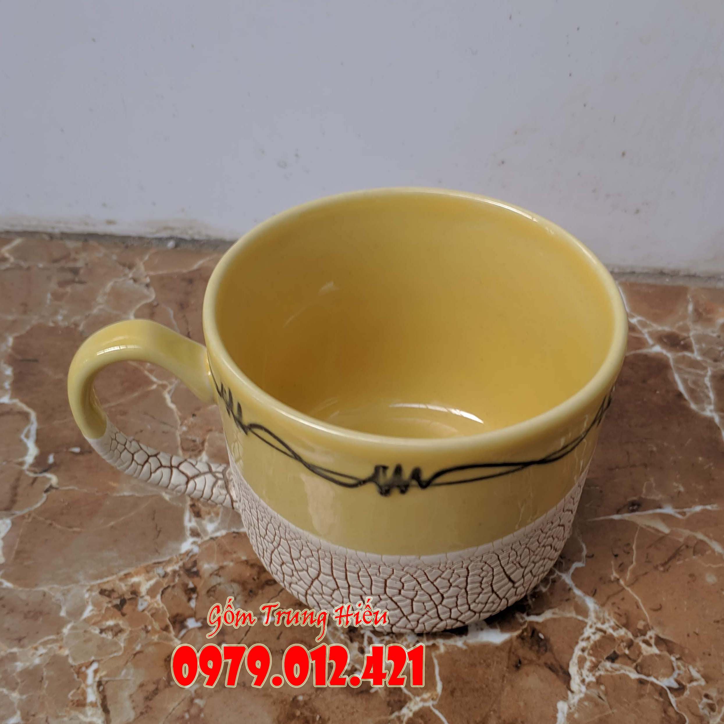 Cốc nước gốm Bát Tràng men rạn
