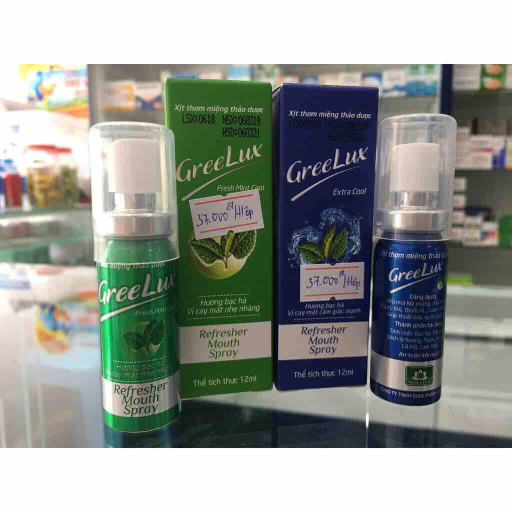 Bộ 2 chai Xịt Thơm Miệng Greelux Extra Cool/Fresh Mint Cool Thảo Dược 12ml