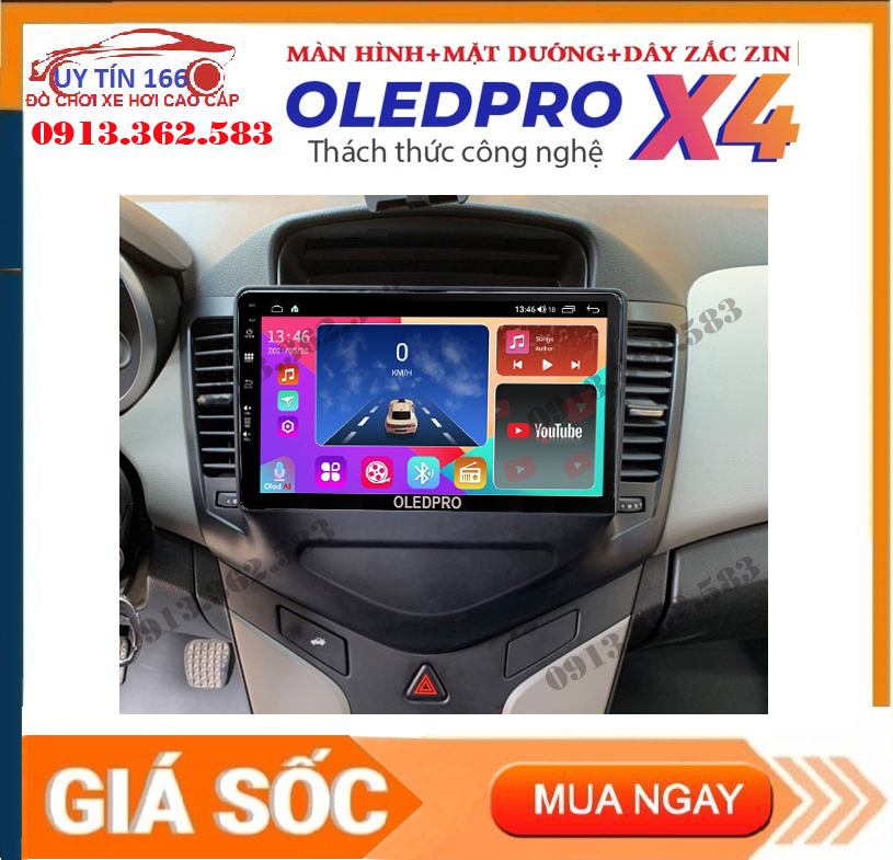Combo màn hình oledpro x4 kèm mặt dưỡng,dây nguồn zin cho xe chevrolet cruze 2011-2016 - phụ kiện xe hơi, camera 360 độ ô tô, phụ kiện đồ chơi xe hơi, man hinh xe oto