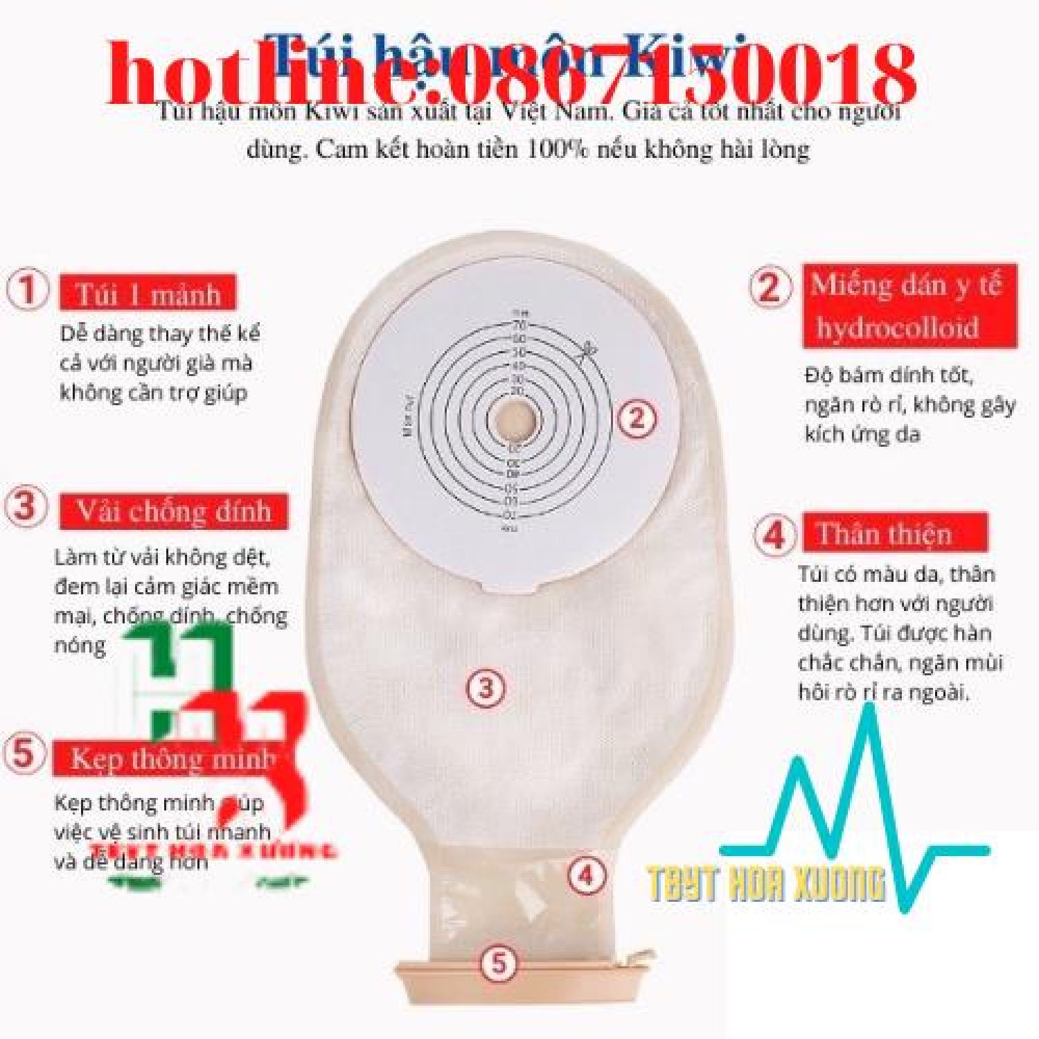 (siêu rẻ)Combo 10 túi hậu môn nhân tạo Kiwi