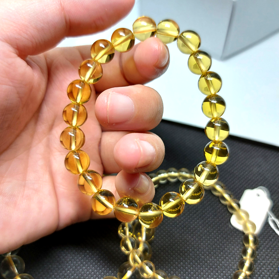 HM Vòng tay phong thủy đá Thạch Anh Vàng 6-10 li, Hợp Mệnh Thổ Kim | Hoa Minh Gem