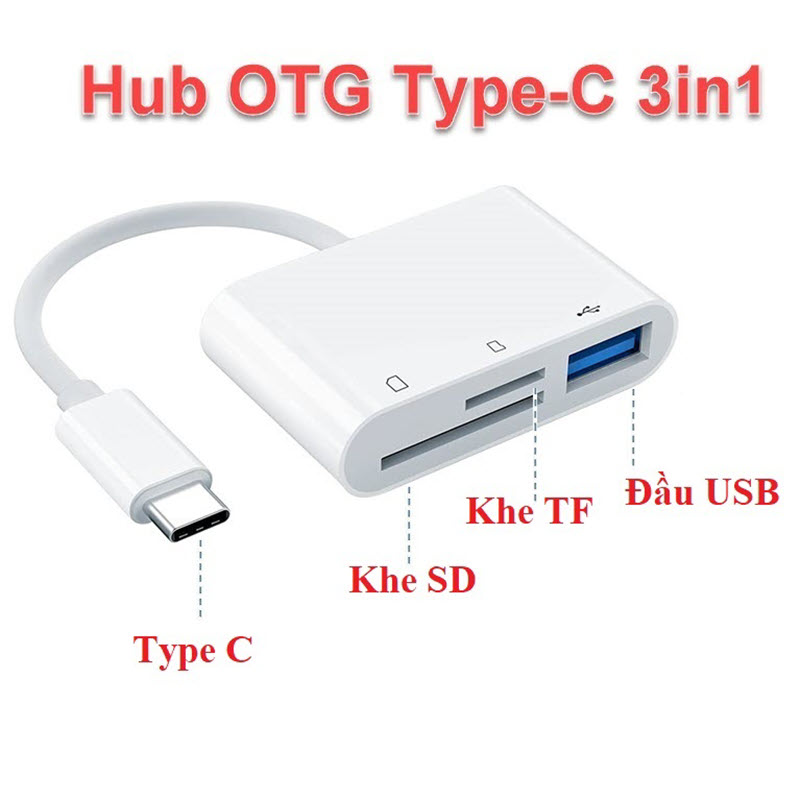 Đầu đọc thẻ nhớ Type c đọc thẻ SD,TF,USB đa năng