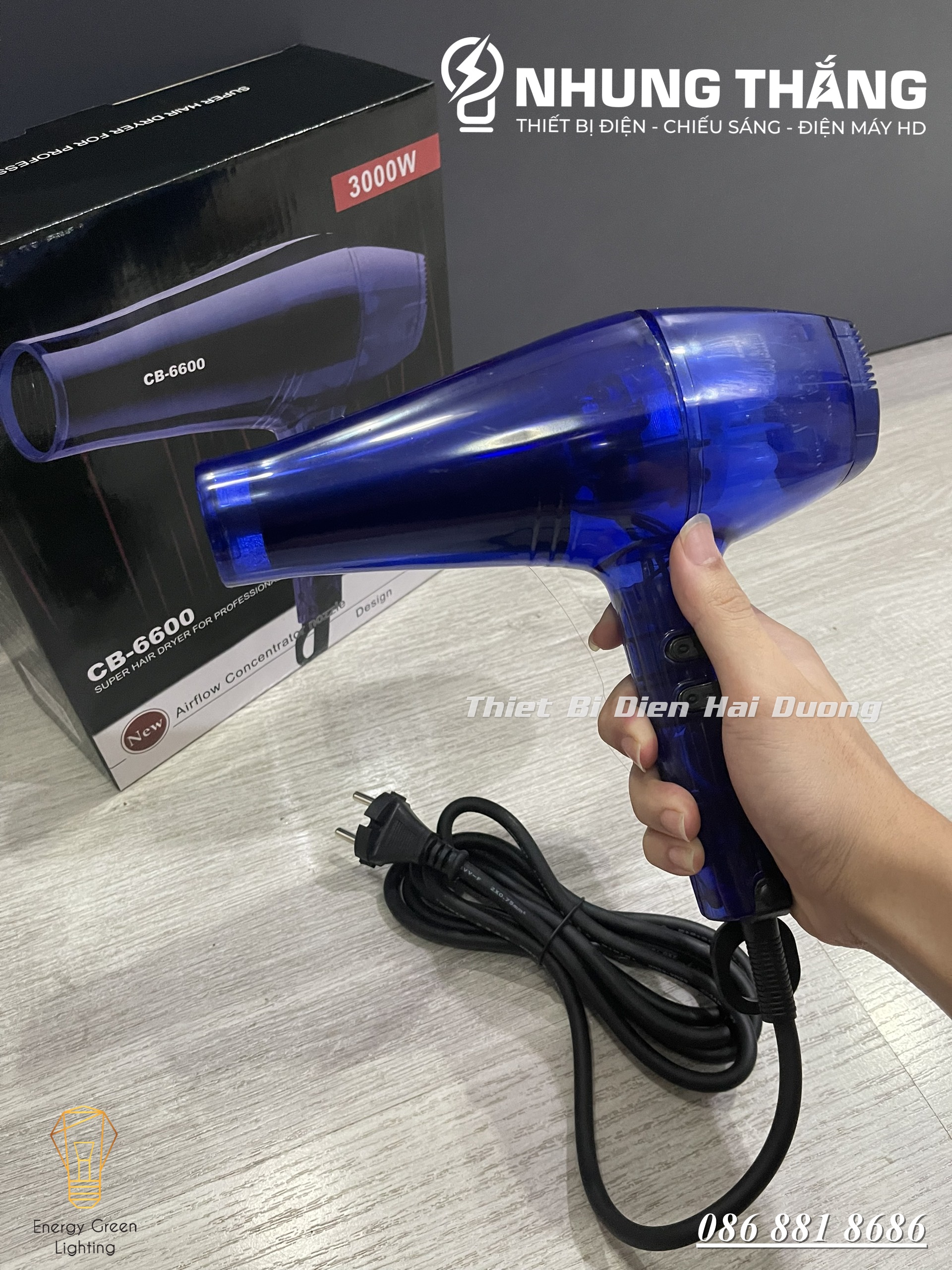 Máy sấy tóc cao cấp ChaoBa CB-6600 2 chiều 3000W (Bảo hành đổi mới 1 năm)