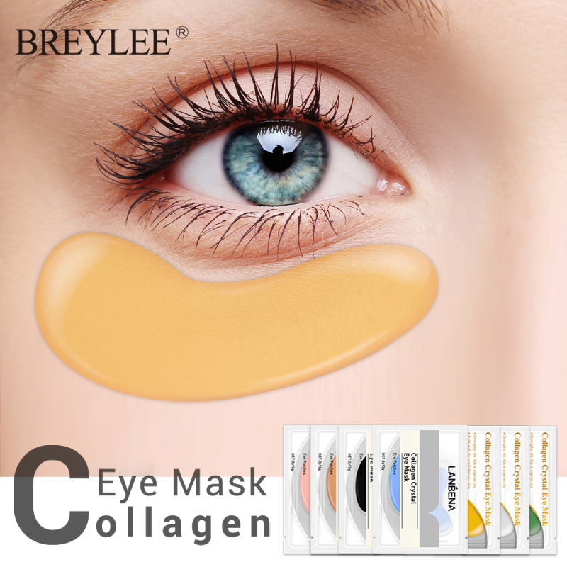 BREYLEE Mặt nạ mắt Collagen 24K Gold Eye Patch Xóa quầng thâm Túi mắt Nâng cơ săn chắc Chăm sóc mắt chống lão hóa 1 đôi nhập khẩu
