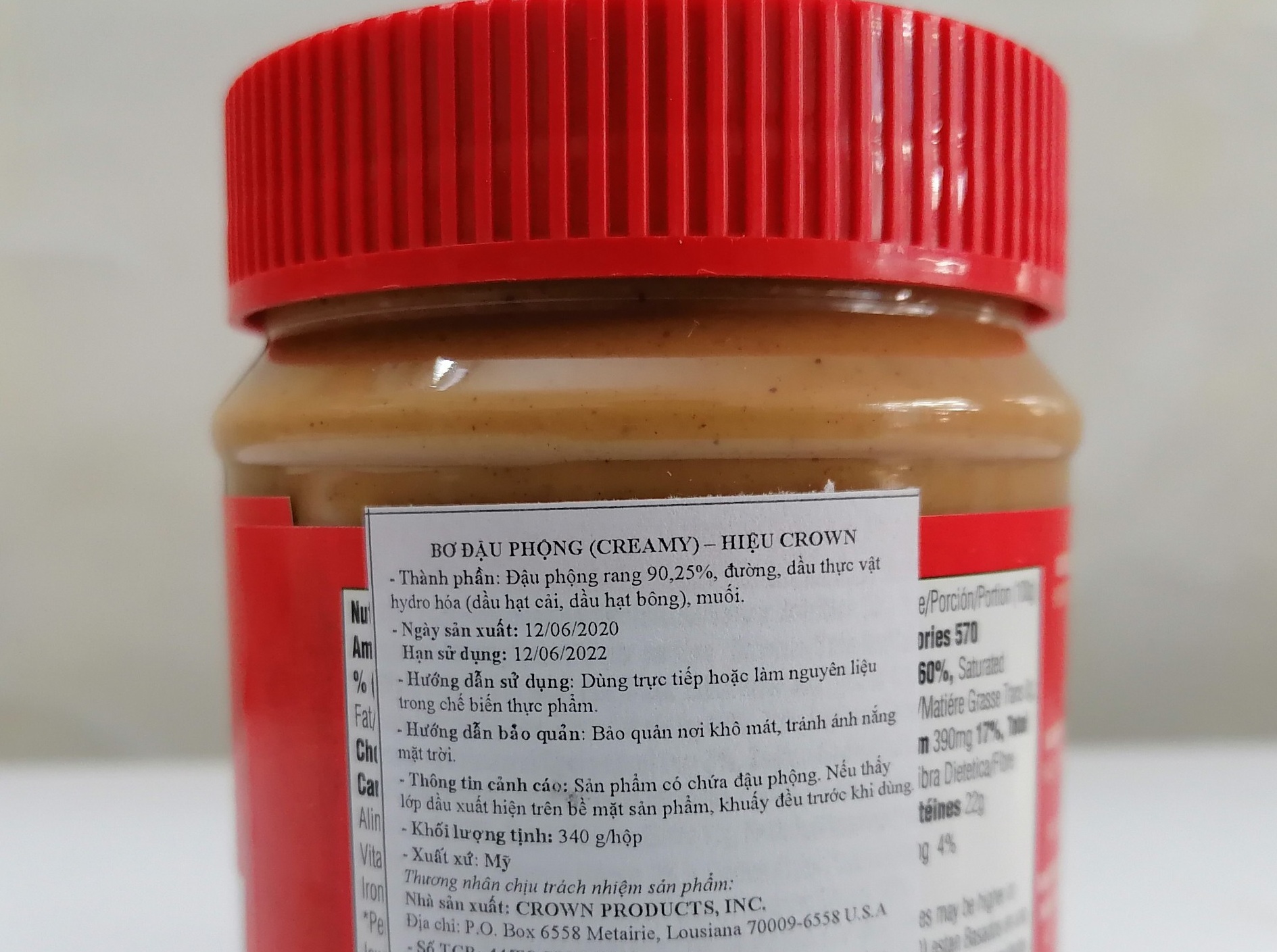 [CROWN Hộp nhỏ 340g – NẮP ĐỎ] BƠ ĐẬU PHỘNG MỊN [USA] CROWN Smooth & Creamy Peanut Butter (tgc)
