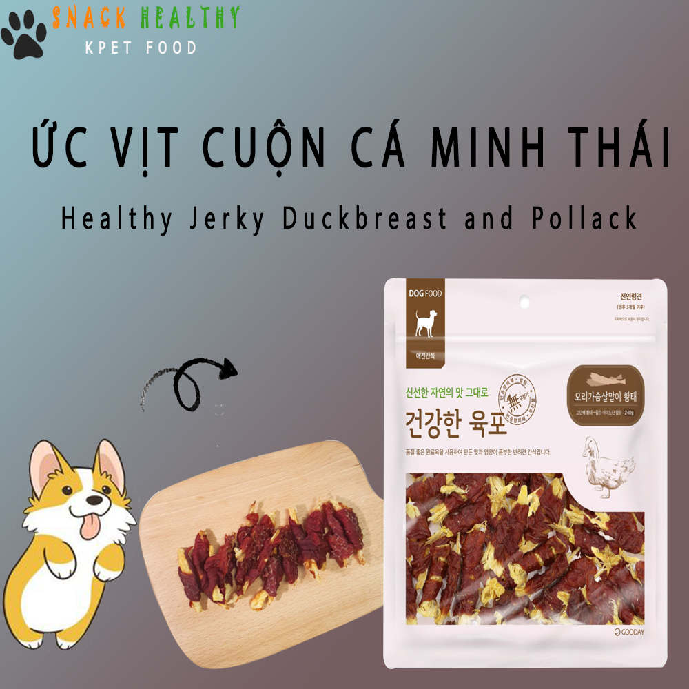 Thức ăn cho chó KPET FOOD vị Cá Minh Thái Cuộn Vịt - 80g