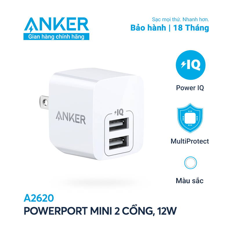 Sạc ANKER PowerPort Mini 2 cổng PowerIQ 12W|ProductId:356