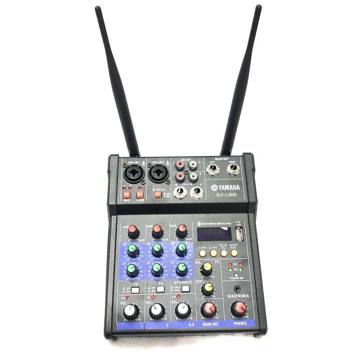 Combo Mixer Bluetooth-USB, kèm 2 mic không dây hát Karaoke,Livestream ghép cho dàn âm thanh,Loa kéo-Tặng dây kết nối