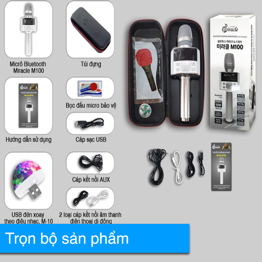 Micro Karaoke Bluetooth , Micro Miracle M100 Chính Hãng Hàn Quốc