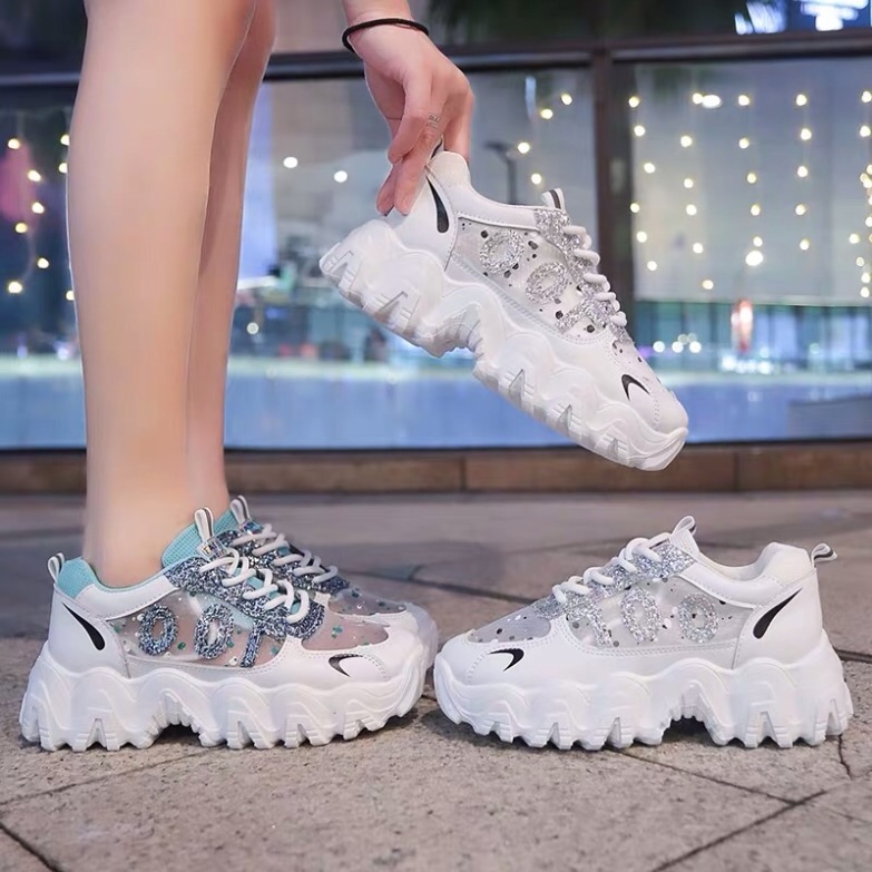 Giày thể thao nữ độn đế kim tuyến mã 100, giày sneaker nữ thoáng khí hot trend 2020 giá rẻ