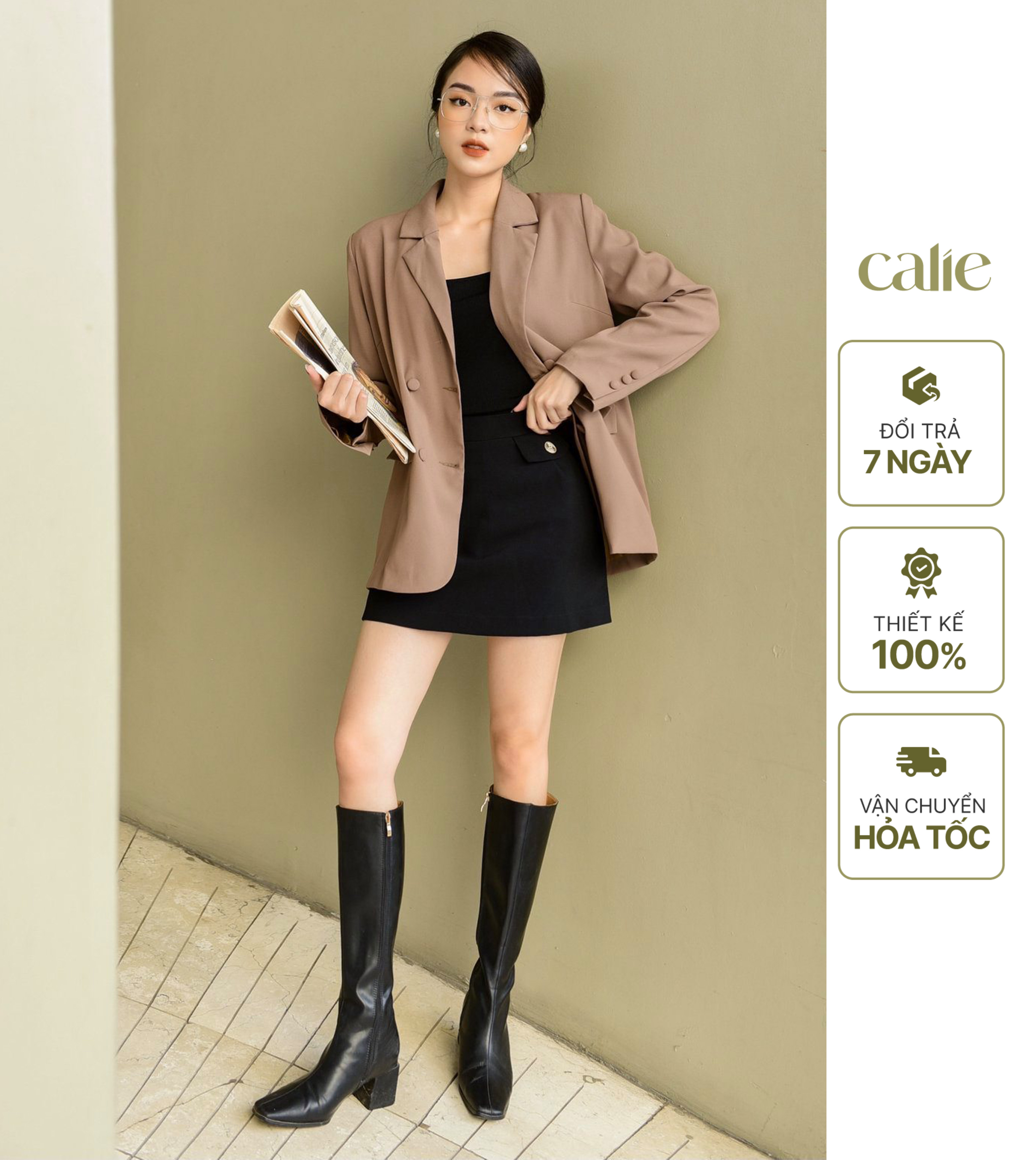 Áo vest cúc bọc thanh lịch thời trang thiết kế nữ Calie House AV13