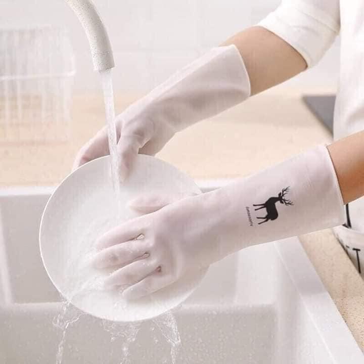 [Hoàn Tiền 10%] [Có Video] Găng tay cao su siêu dai hình con hươu - Găng tay rửa chén - Găng tay vệ sinh (hoặc hạc) BH648
