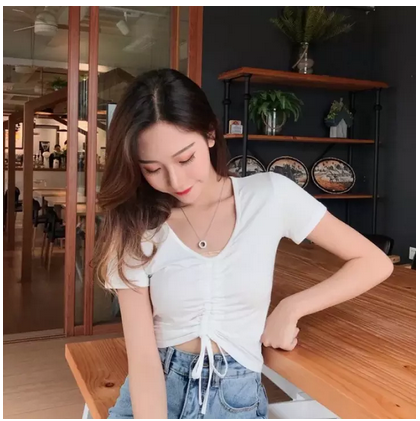 Áo Croptop Tay ngắn rút dây